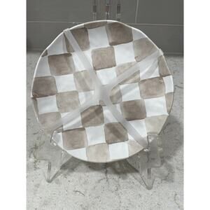 Set 4 Brown CHECKERED 6.5” Appetizer Salad Dessert Snack Plate Plates Melamine